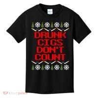 Drunk Cigs DonT Count Ugly Christmas Outfit Funny Kids T-Shirt thumb 0