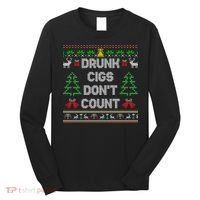 Drunk Cigs Dont Count Ugly Christmas Sweater Long Sleeve Shirt thumb 0