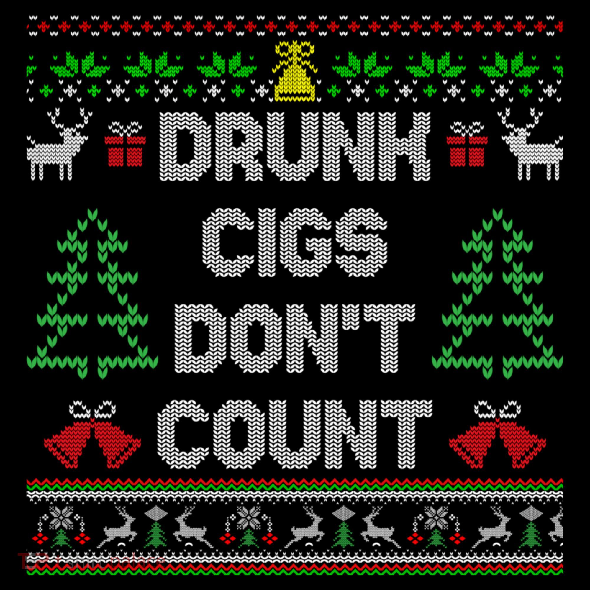 Drunk Cigs Dont Count Ugly Christmas Sweater Coaster