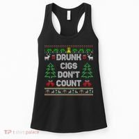 Drunk Cigs Dont Count Ugly Christmas Sweater Women's Tank Top thumb 0