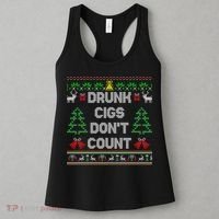Drunk Cigs Dont Count Ugly Christmas Sweater Women's Tank Top thumb 3