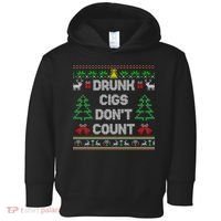 Drunk Cigs Dont Count Ugly Christmas Sweater Toddler Hoodie thumb 0