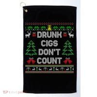 Drunk Cigs Dont Count Ugly Christmas Sweater Golf Towel thumb 0