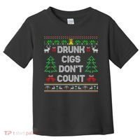 Drunk Cigs Dont Count Ugly Christmas Sweater Toddler T-Shirt thumb 0