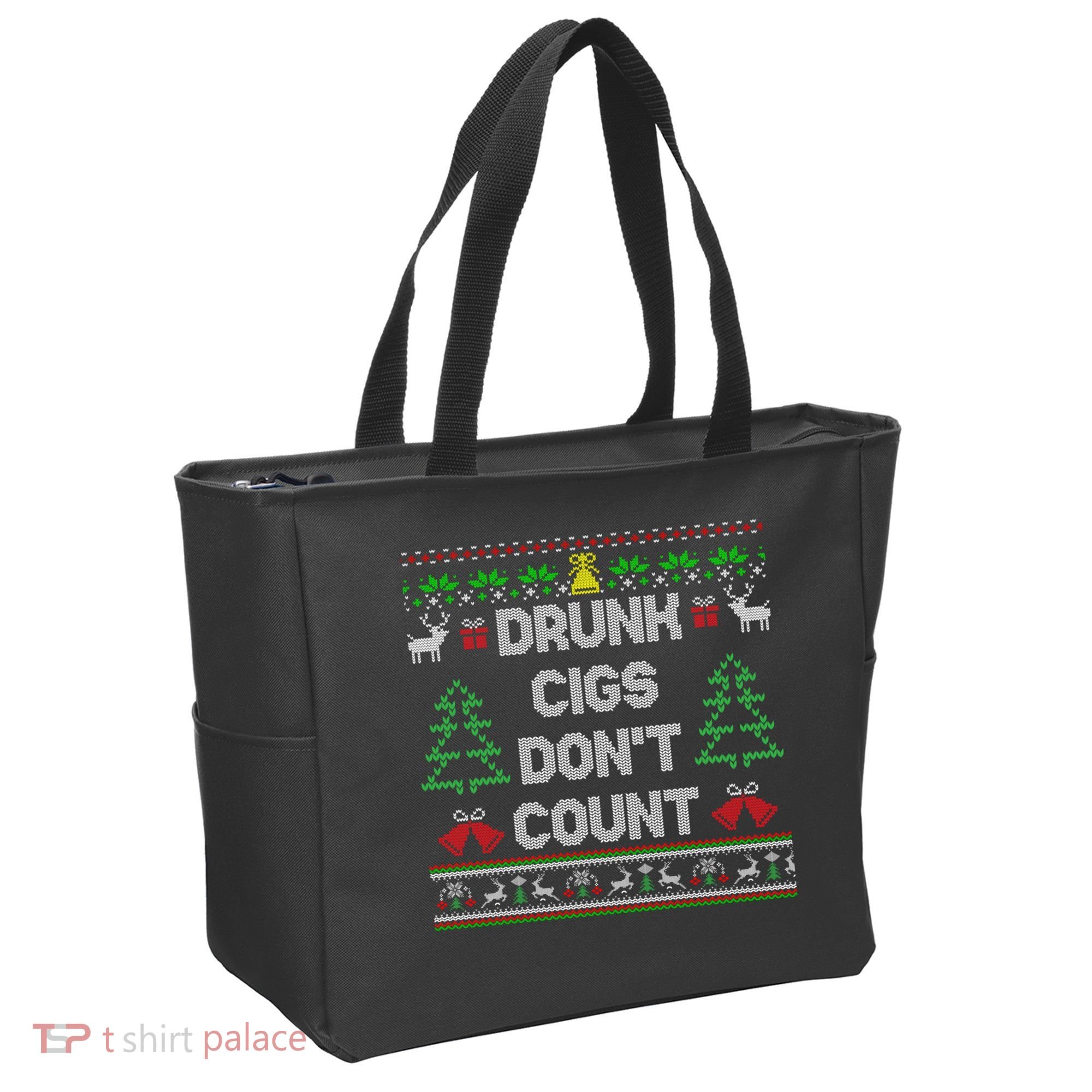 Drunk Cigs Dont Count Ugly Christmas Sweater Tote Bag