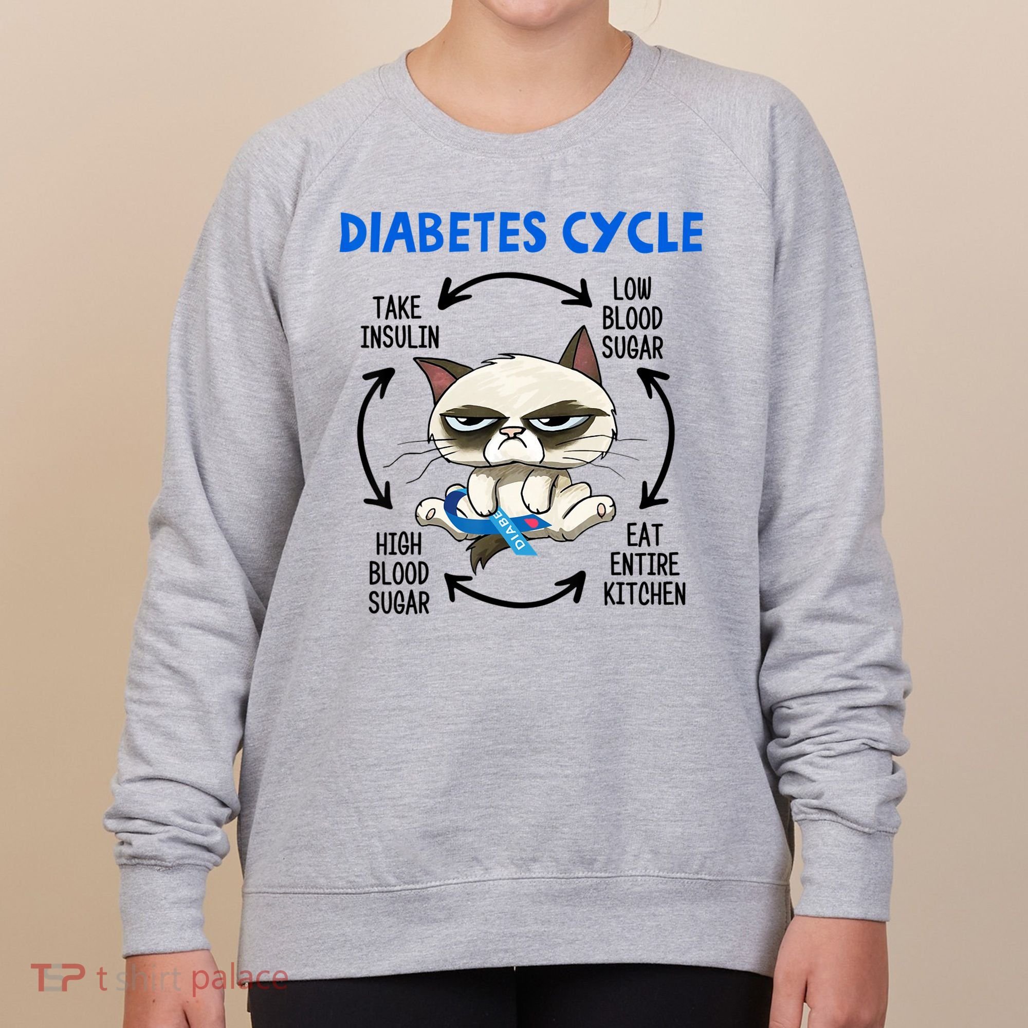Diabetes Cycle Diabetes Awareness Cat Lover Women's Sweatshirt