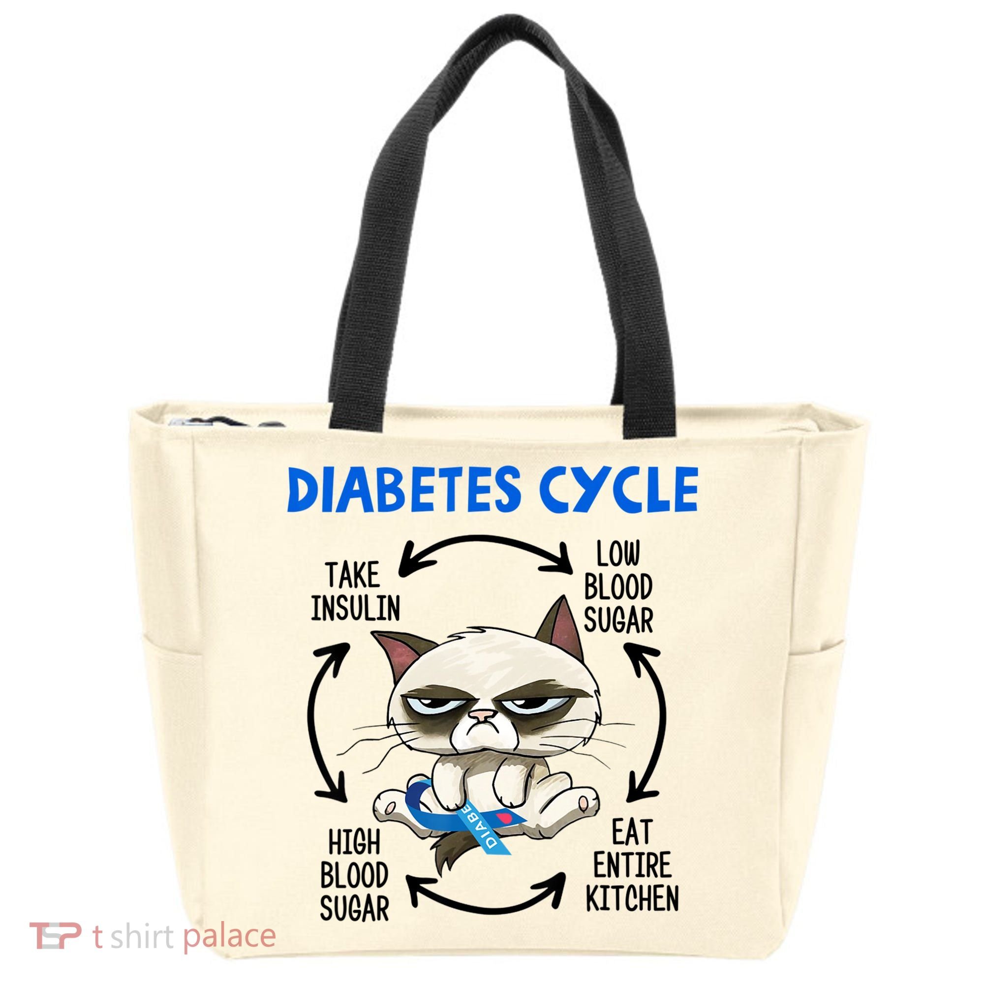 Diabetes Cycle Diabetes Awareness Cat Lover Tote Bag