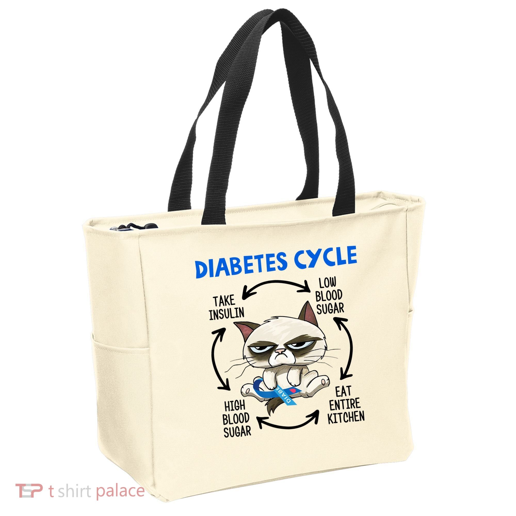 Diabetes Cycle Diabetes Awareness Cat Lover Tote Bag