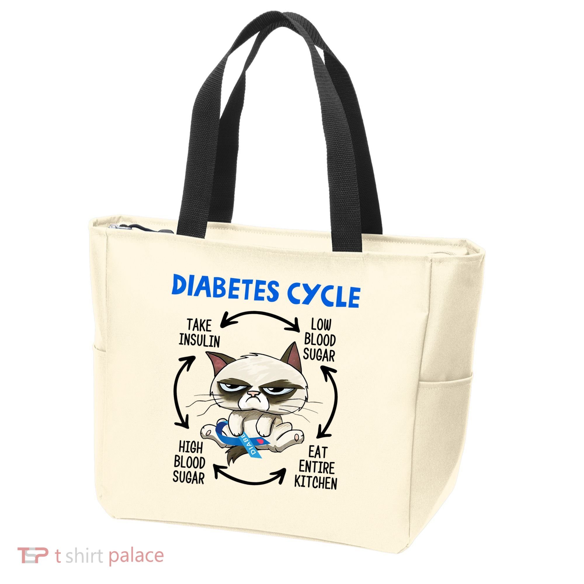 Diabetes Cycle Diabetes Awareness Cat Lover Tote Bag
