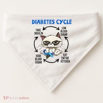 Diabetes Cycle Diabetes Awareness Cat Lover USA-Made Doggie Bandana