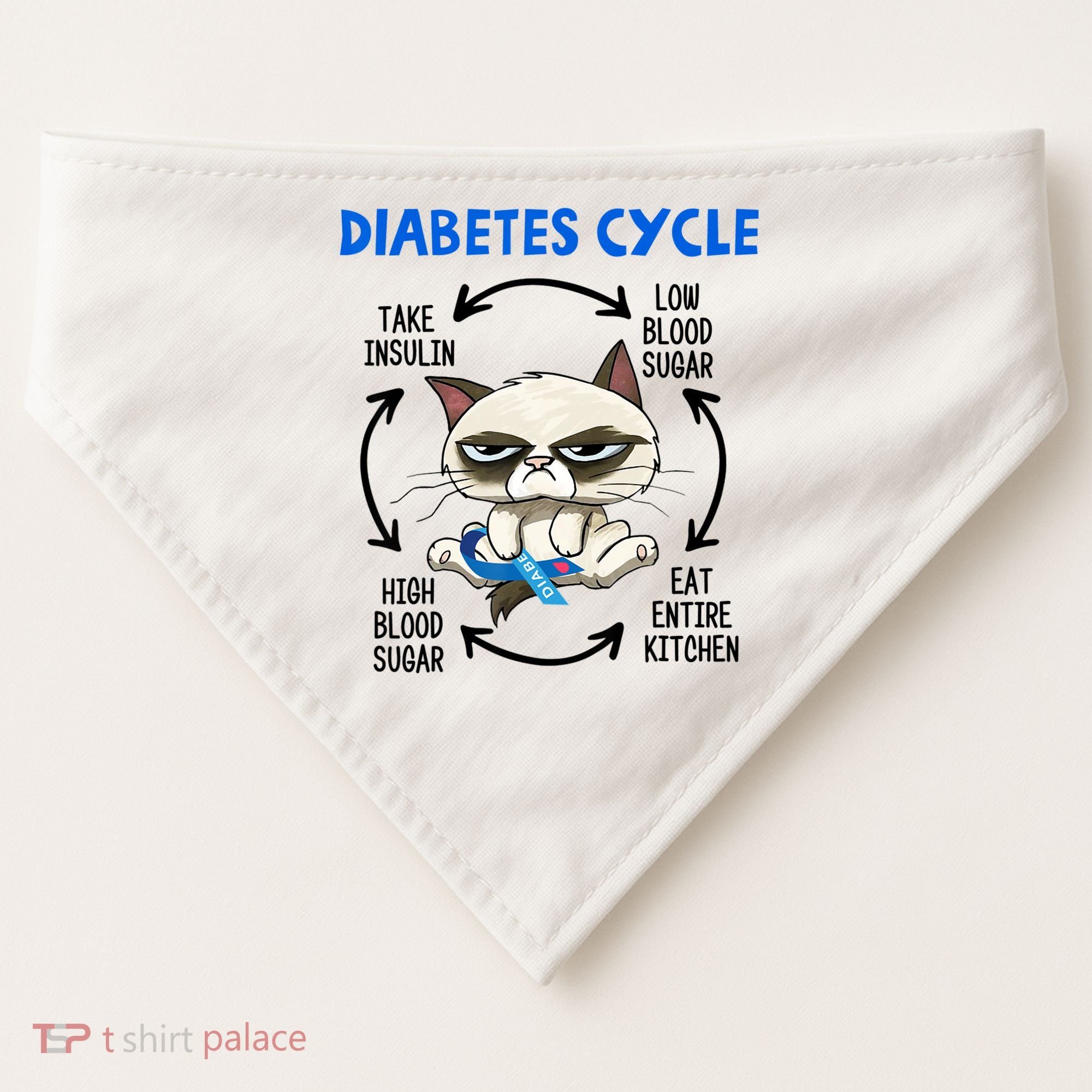 Diabetes Cycle Diabetes Awareness Cat Lover USA-Made Doggie Bandana