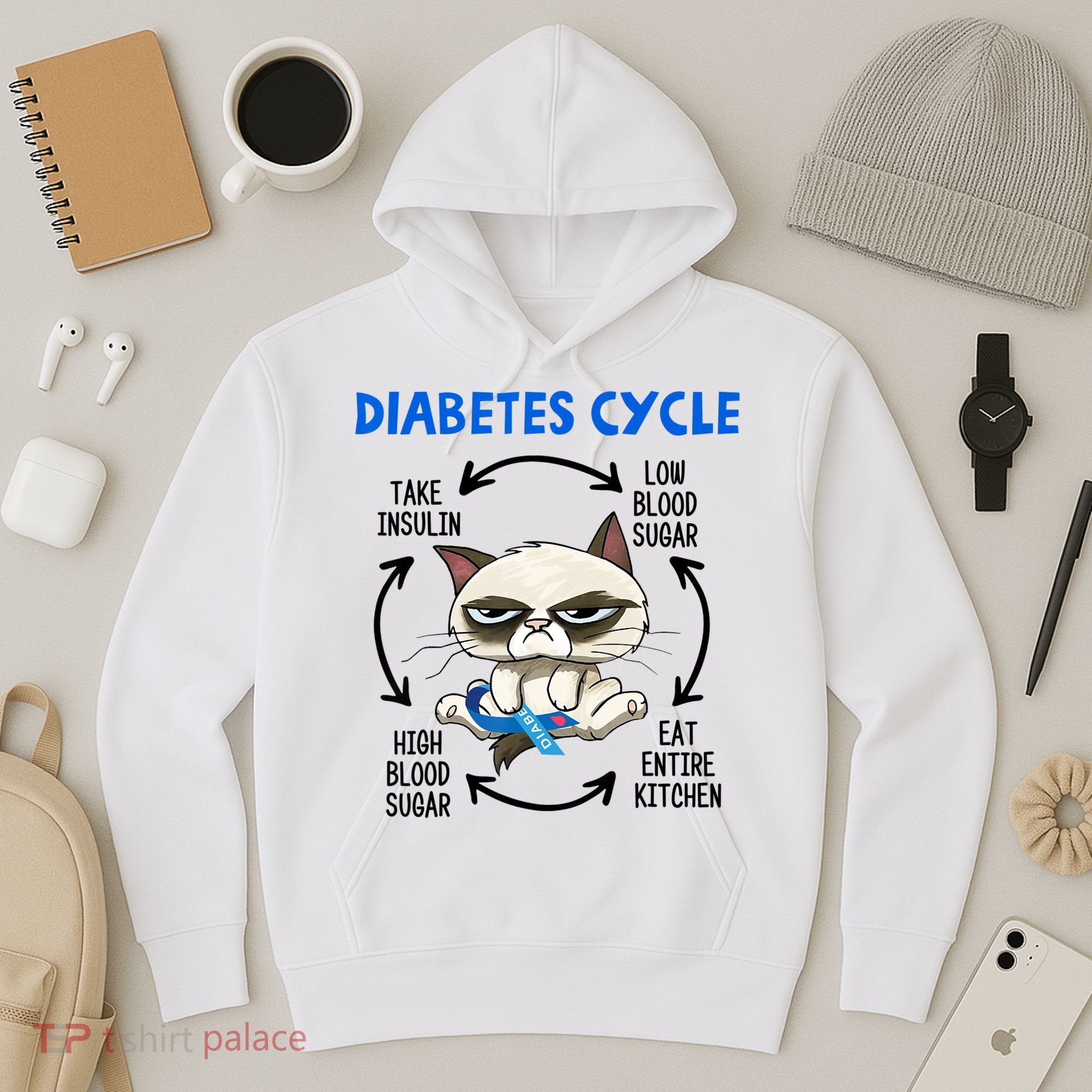 Diabetes Cycle Diabetes Awareness Cat Lover Hoodie