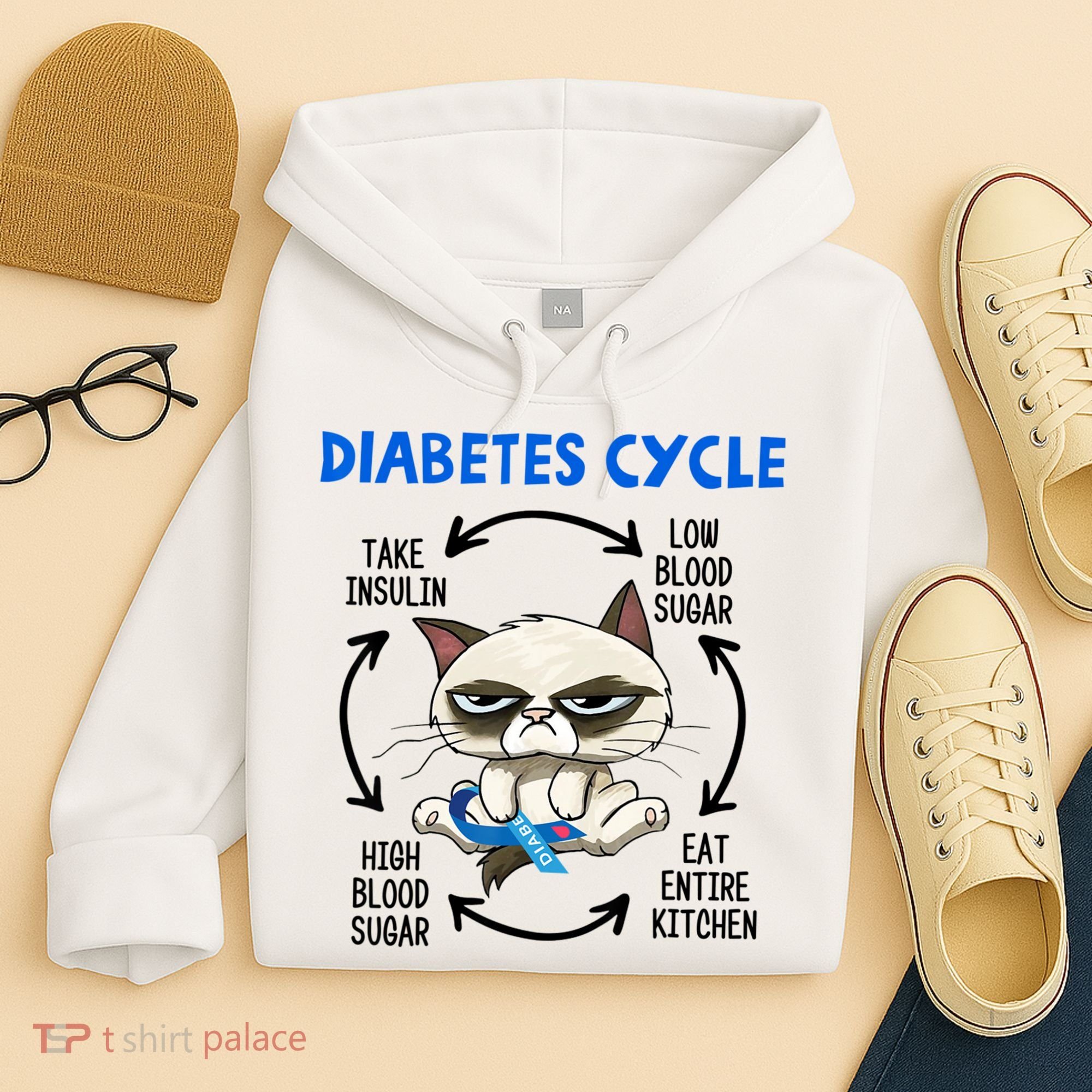 Diabetes Cycle Diabetes Awareness Cat Lover Hoodie