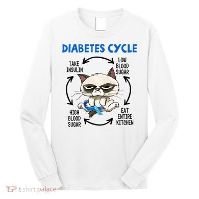 Diabetes Cycle Diabetes Awareness Cat Lover Long Sleeve Shirt