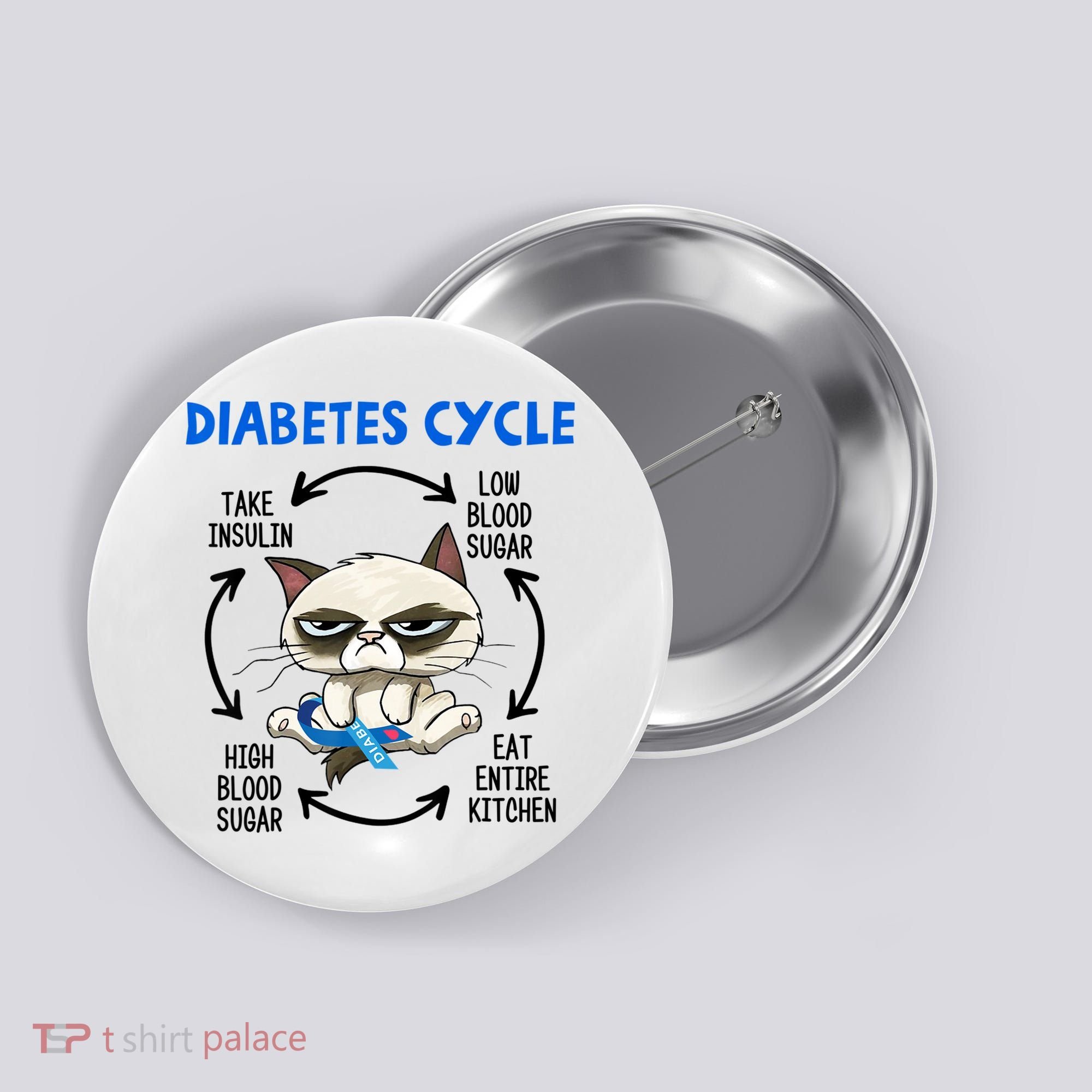 Diabetes Cycle Diabetes Awareness Cat Lover Button