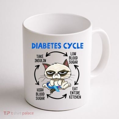 Diabetes Cycle Diabetes Awareness Cat Lover Coffee Mug back