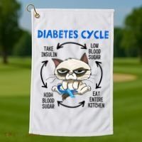 Diabetes Cycle Diabetes Awareness Cat Lover Golf Towel thumb 1