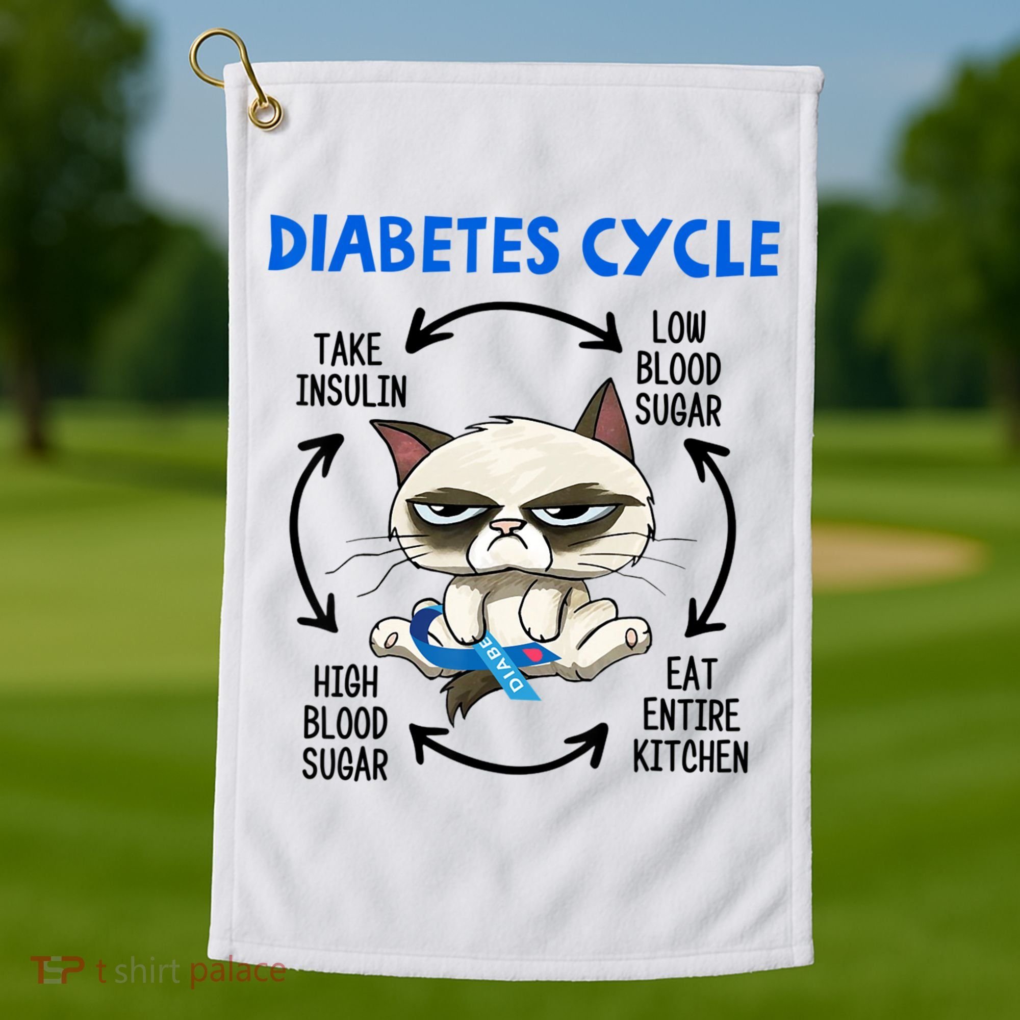 Diabetes Cycle Diabetes Awareness Cat Lover Golf Towel