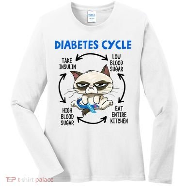 Diabetes Cycle Diabetes Awareness Cat Lover Women's Long Sleeve Shirt