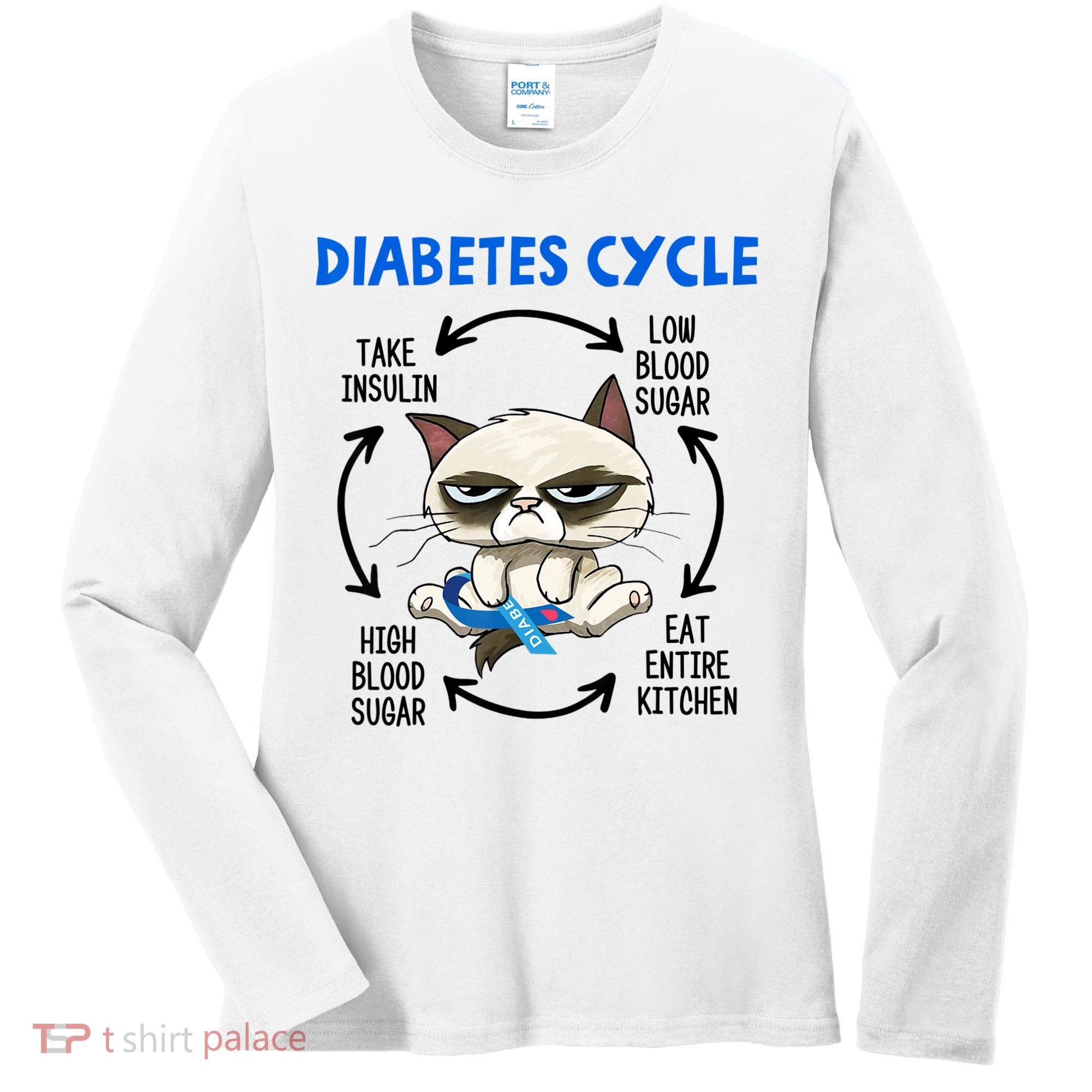 Diabetes Cycle Diabetes Awareness Cat Lover Women's Long Sleeve Shirt