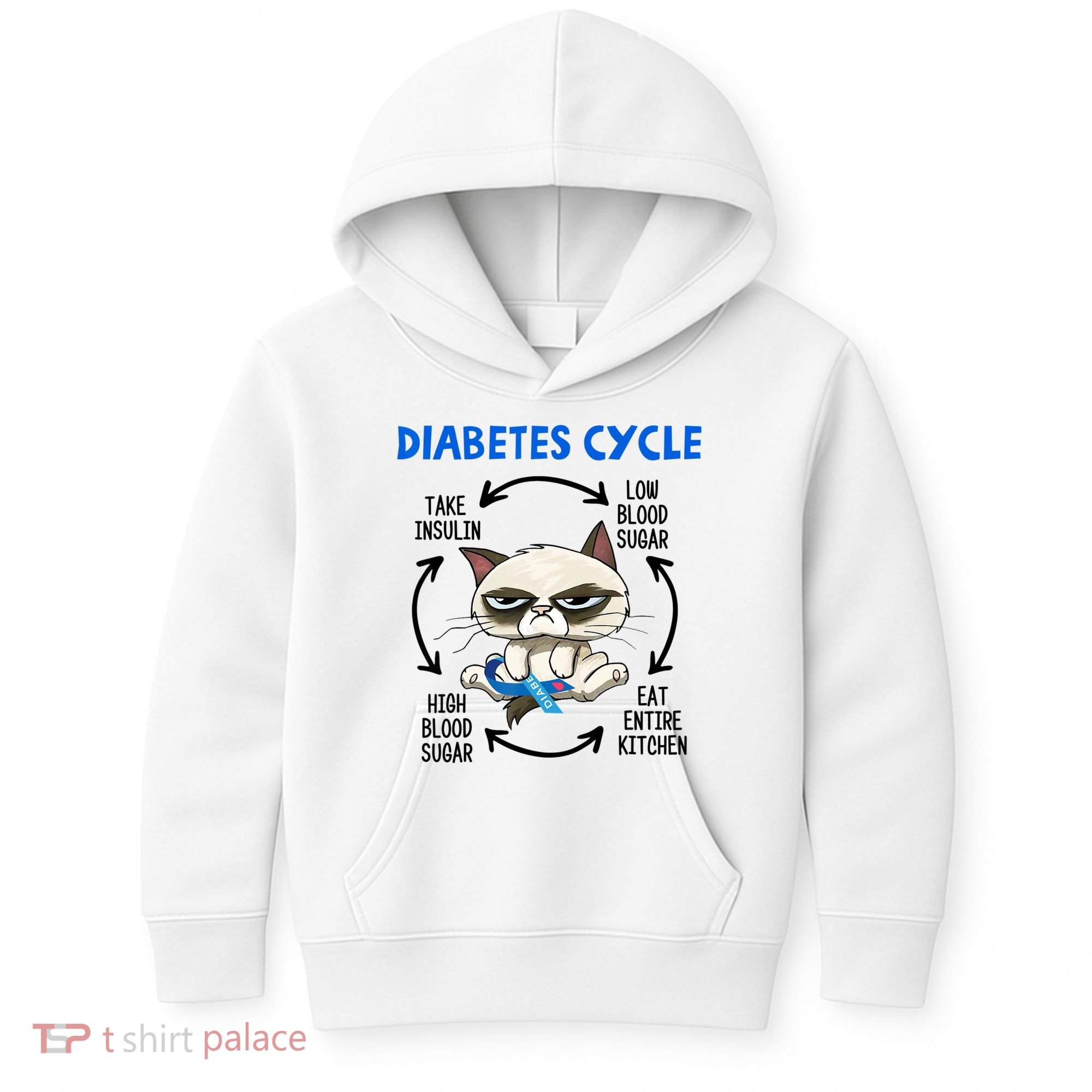 Diabetes Cycle Diabetes Awareness Cat Lover Kids Hoodie