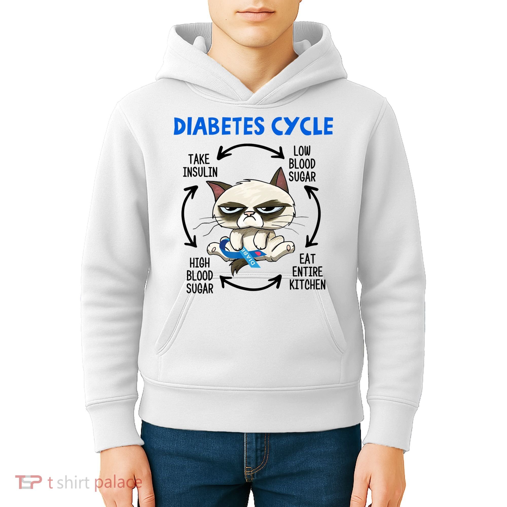 Diabetes Cycle Diabetes Awareness Cat Lover Kids Hoodie
