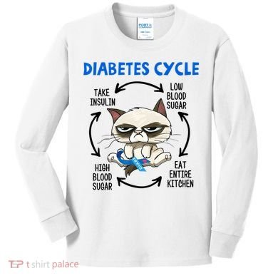 Diabetes Cycle Diabetes Awareness Cat Lover Kids Long Sleeve Shirt