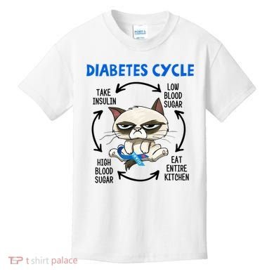 Diabetes Cycle Diabetes Awareness Cat Lover Kids T-Shirt