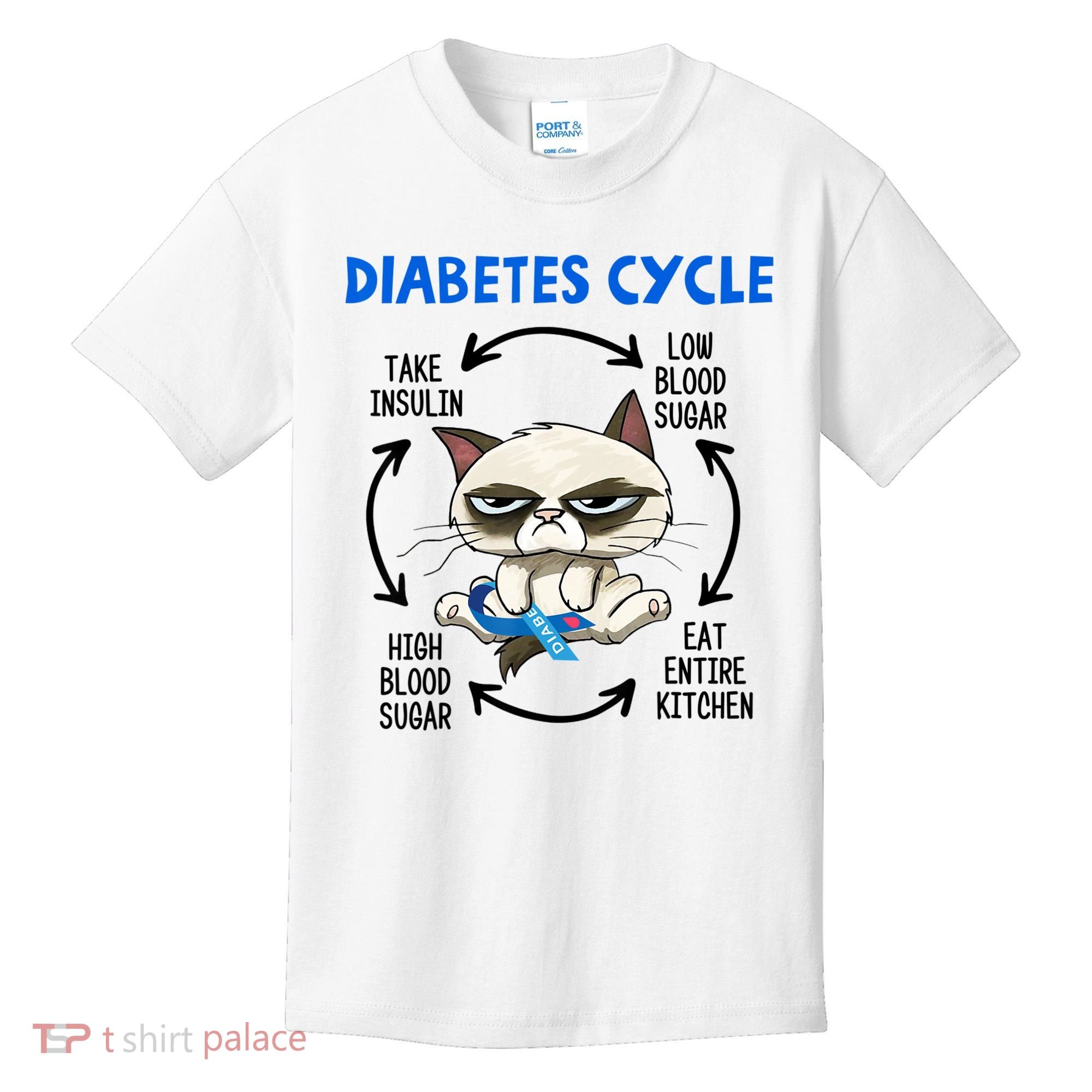 Diabetes Cycle Diabetes Awareness Cat Lover Kids T-Shirt