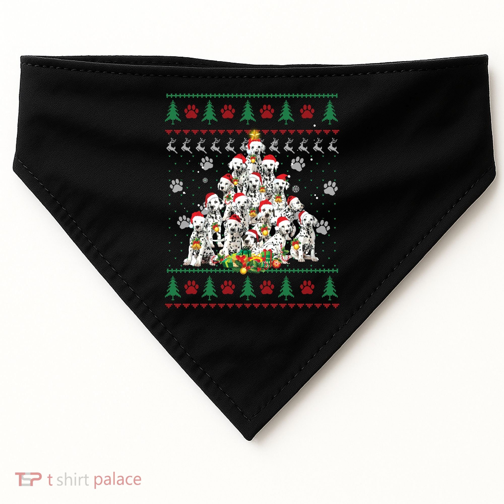Dalmatian Christmas Dog Lover Gift Ugly Sweater Xmas Tree Gift USA-Made Doggie Bandana