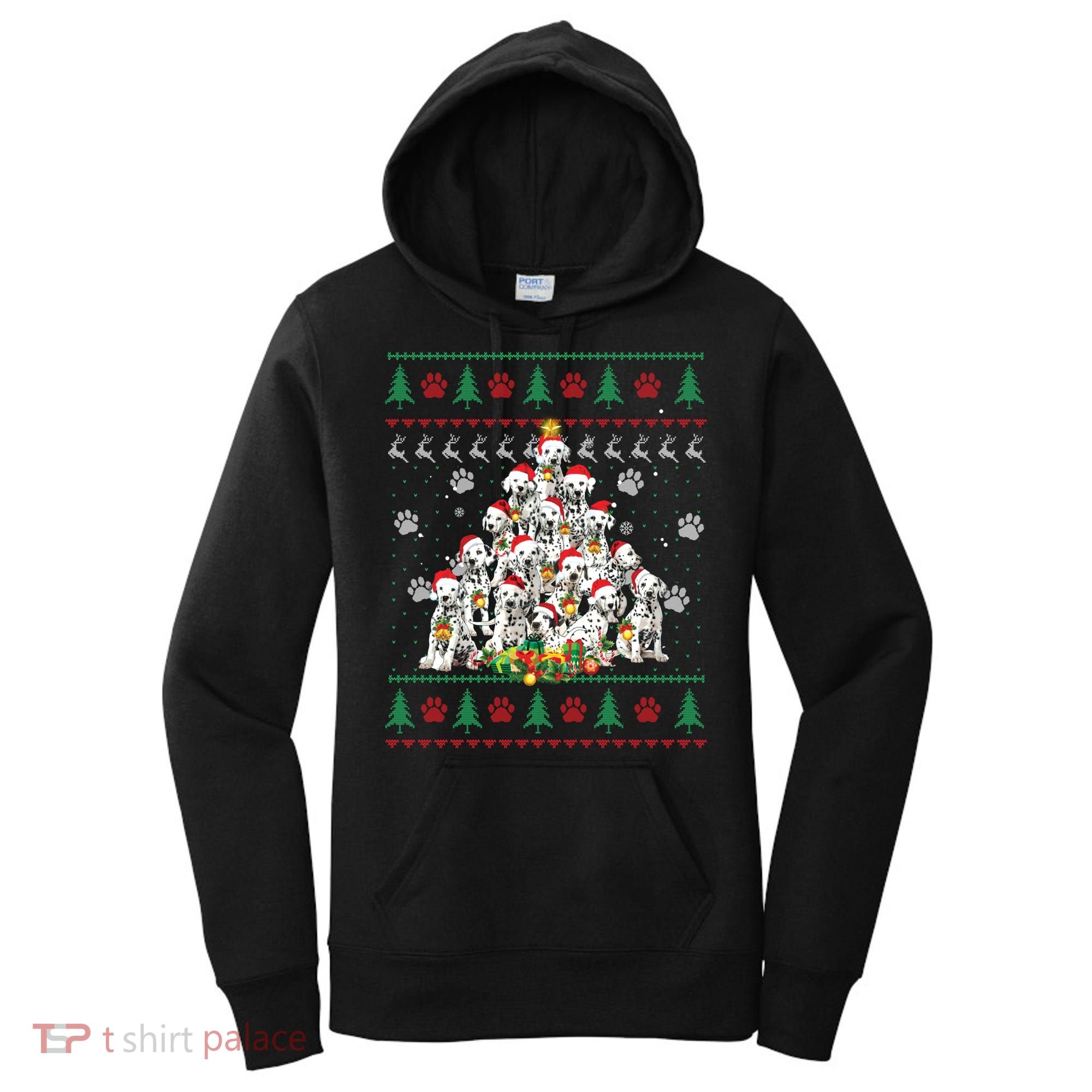 Dalmatian Christmas Dog Lover Gift Ugly Sweater Xmas Tree Gift Women's Hoodie