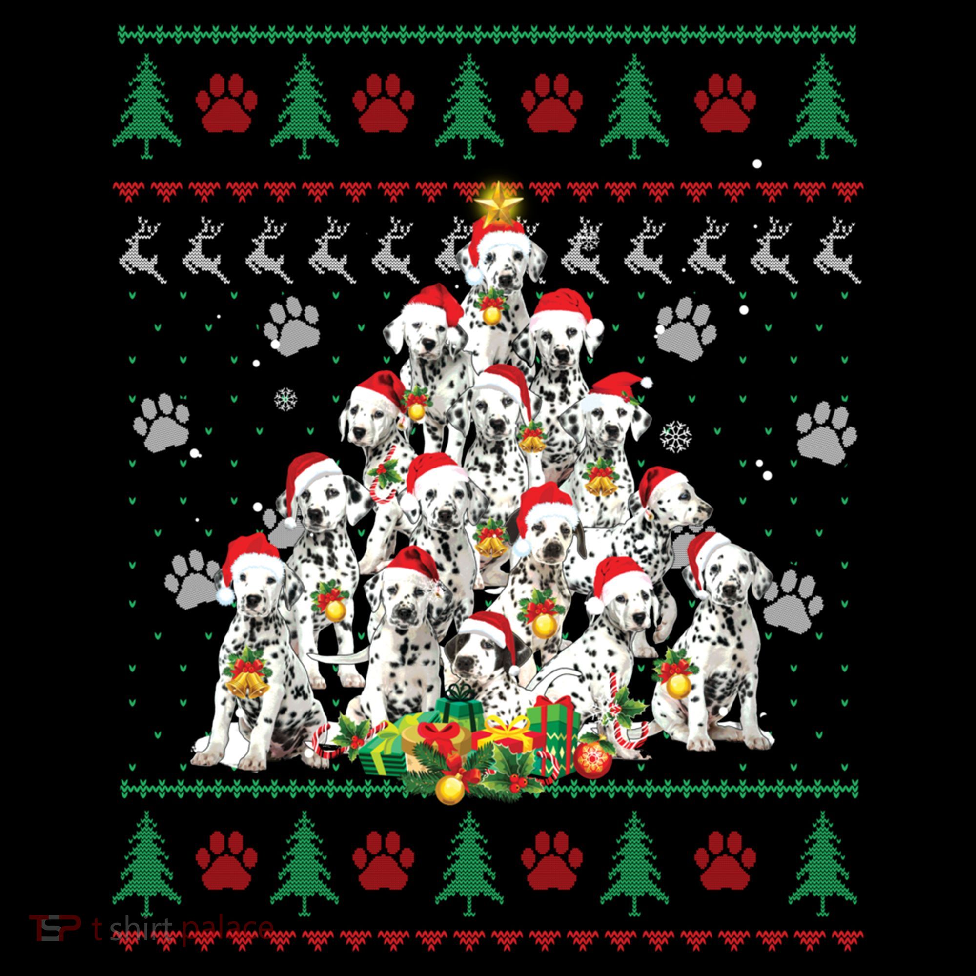 Dalmatian Christmas Dog Lover Gift Ugly Sweater Xmas Tree Gift Women's Hoodie