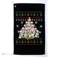 Dalmatian Christmas Dog Lover Gift Ugly Sweater Xmas Tree Gift Golf Towel thumb 0