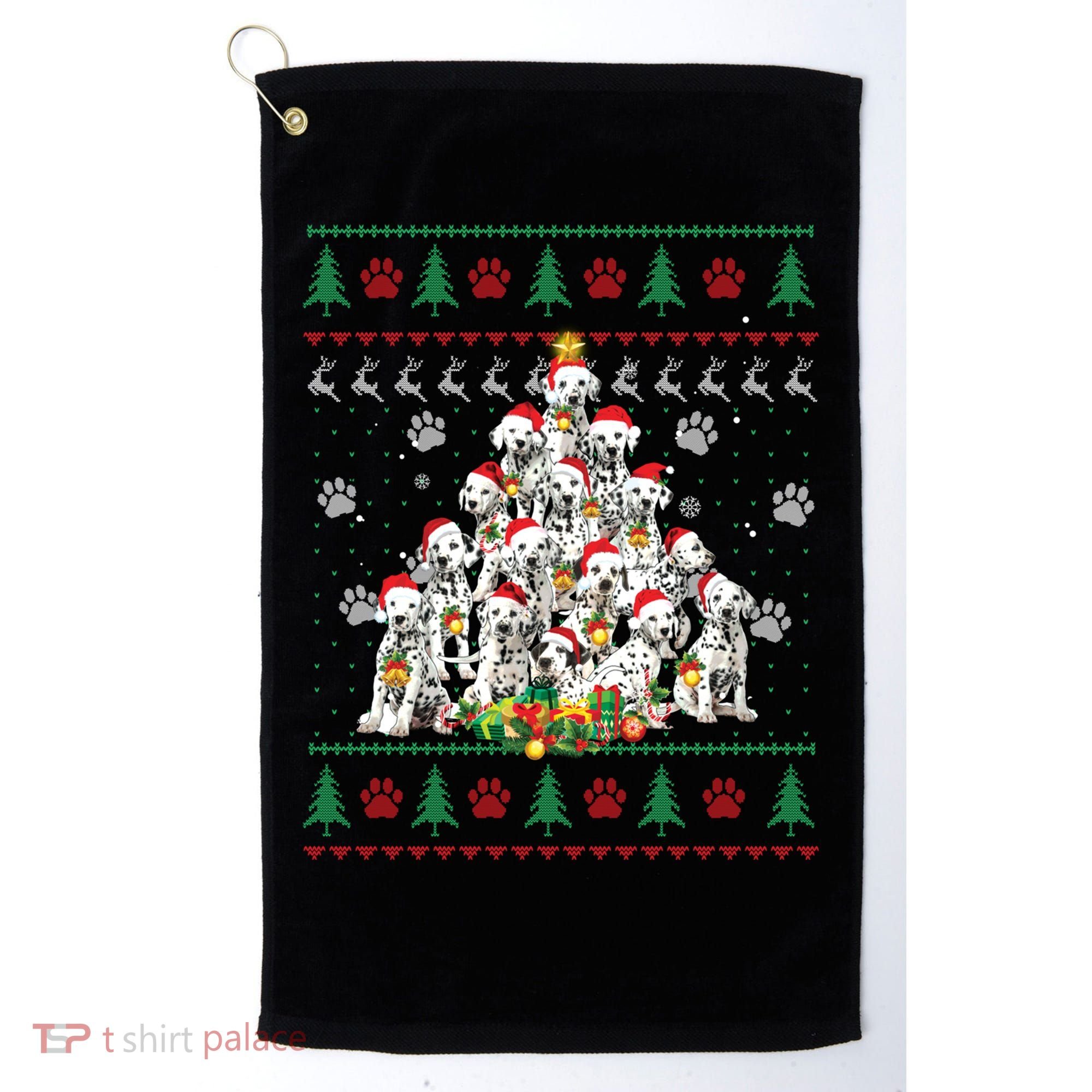 Dalmatian Christmas Dog Lover Gift Ugly Sweater Xmas Tree Gift Golf Towel