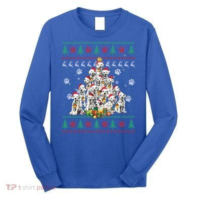 Dalmatian Christmas Dog Lover Gift Ugly Sweater Xmas Tree Gift Long Sleeve Shirt