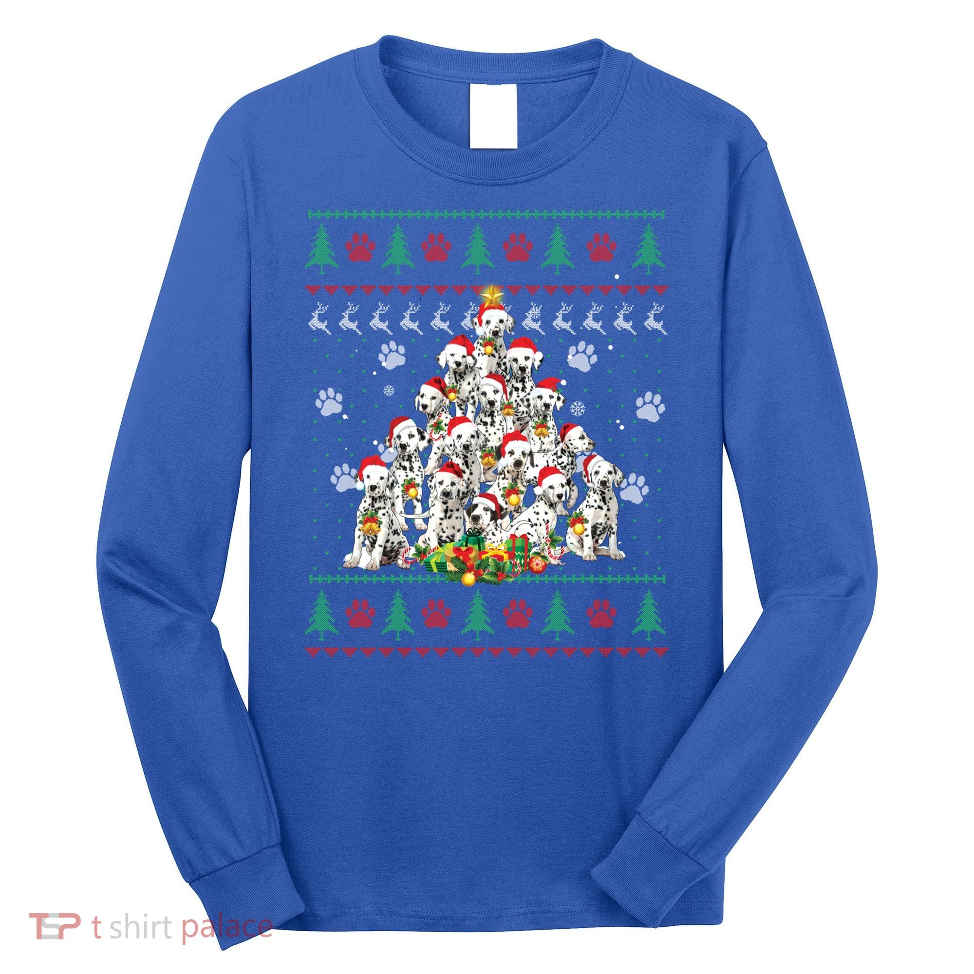 Dalmatian Christmas Dog Lover Gift Ugly Sweater Xmas Tree Gift Long Sleeve Shirt