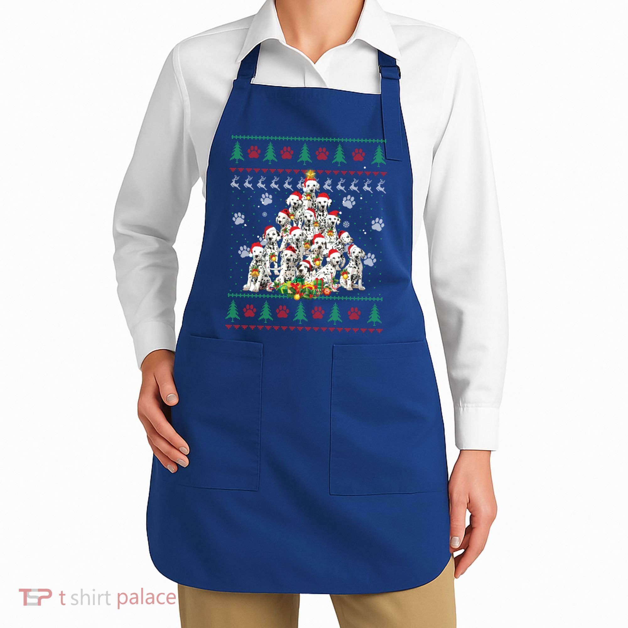 Dalmatian Christmas Dog Lover Gift Ugly Sweater Xmas Tree Gift Apron