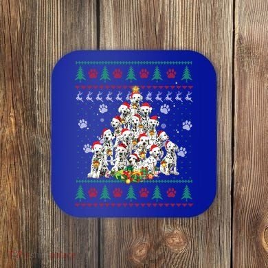 Dalmatian Christmas Dog Lover Gift Ugly Sweater Xmas Tree Gift Coaster