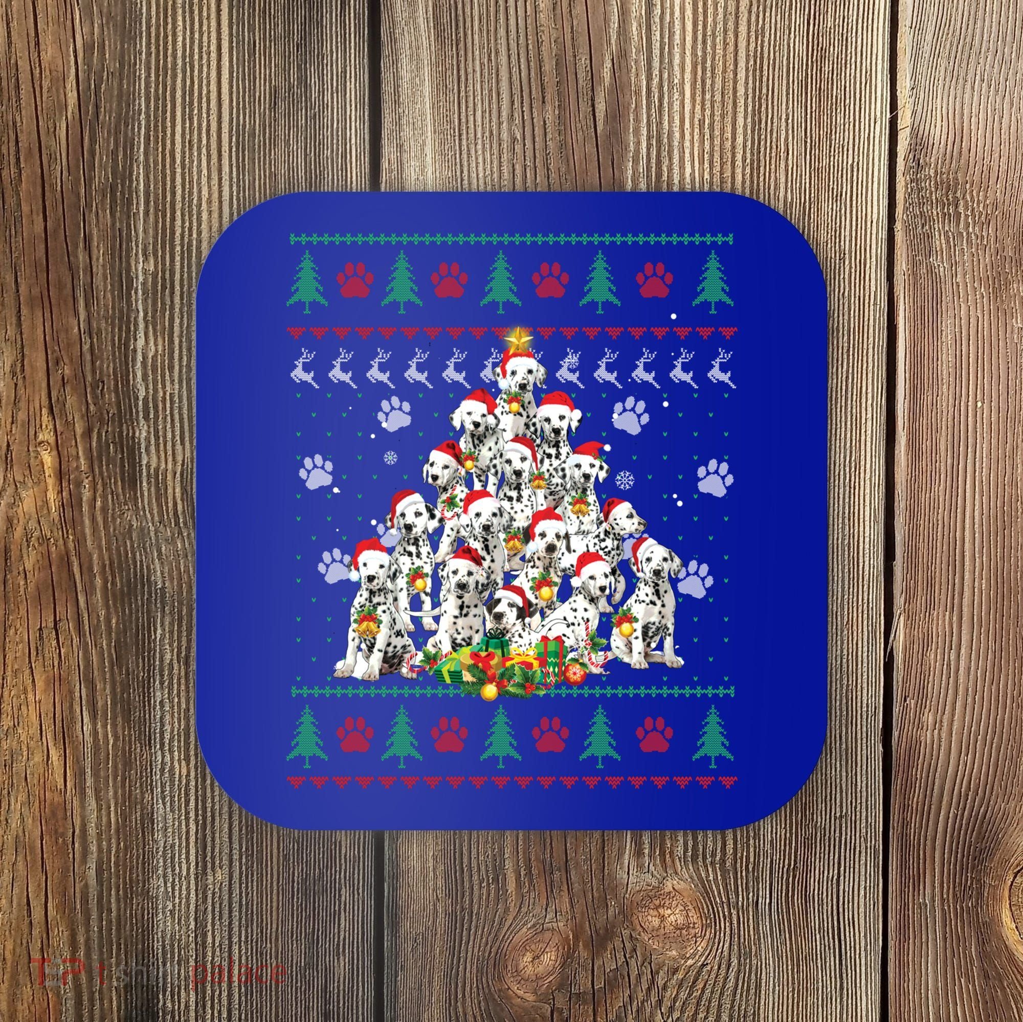 Dalmatian Christmas Dog Lover Gift Ugly Sweater Xmas Tree Gift Coaster