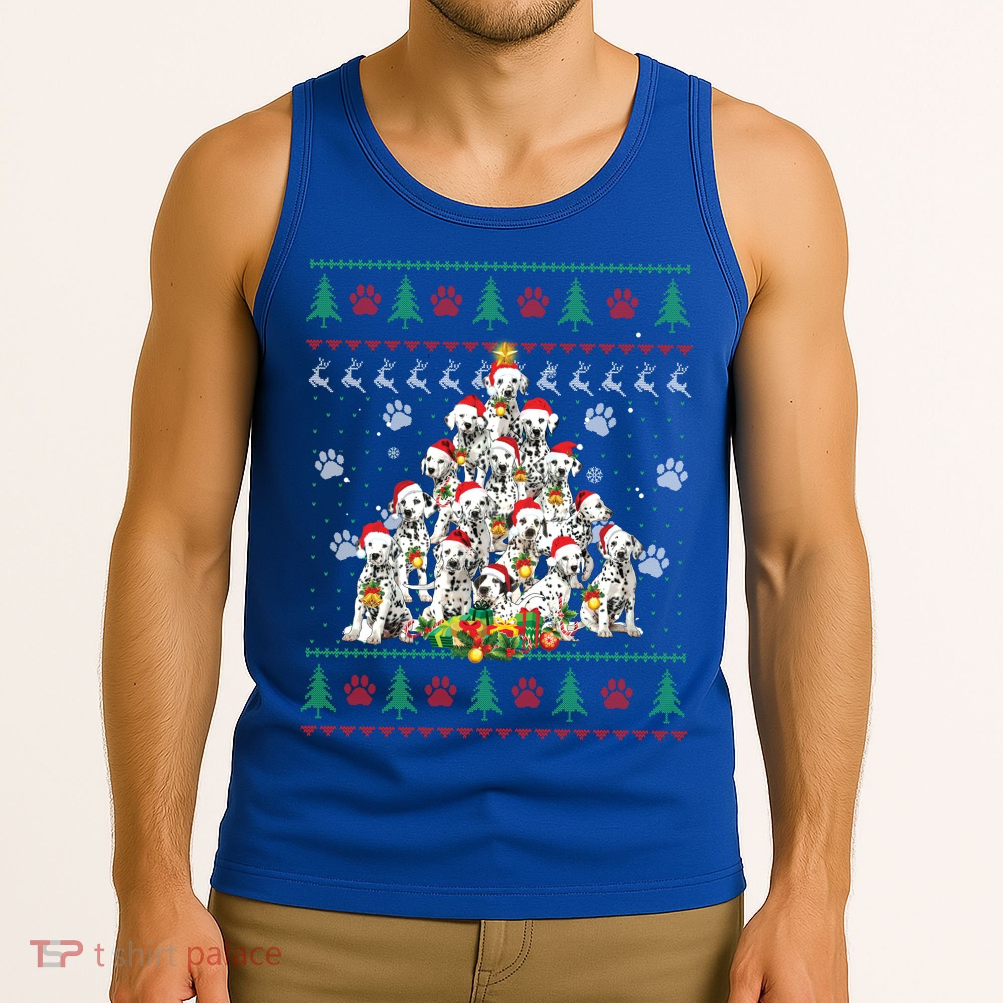 Dalmatian Christmas Dog Lover Gift Ugly Sweater Xmas Tree Gift Tank Top