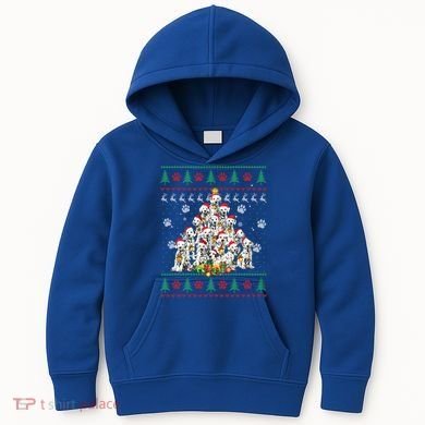 Dalmatian Christmas Dog Lover Gift Ugly Sweater Xmas Tree Gift Kids Hoodie