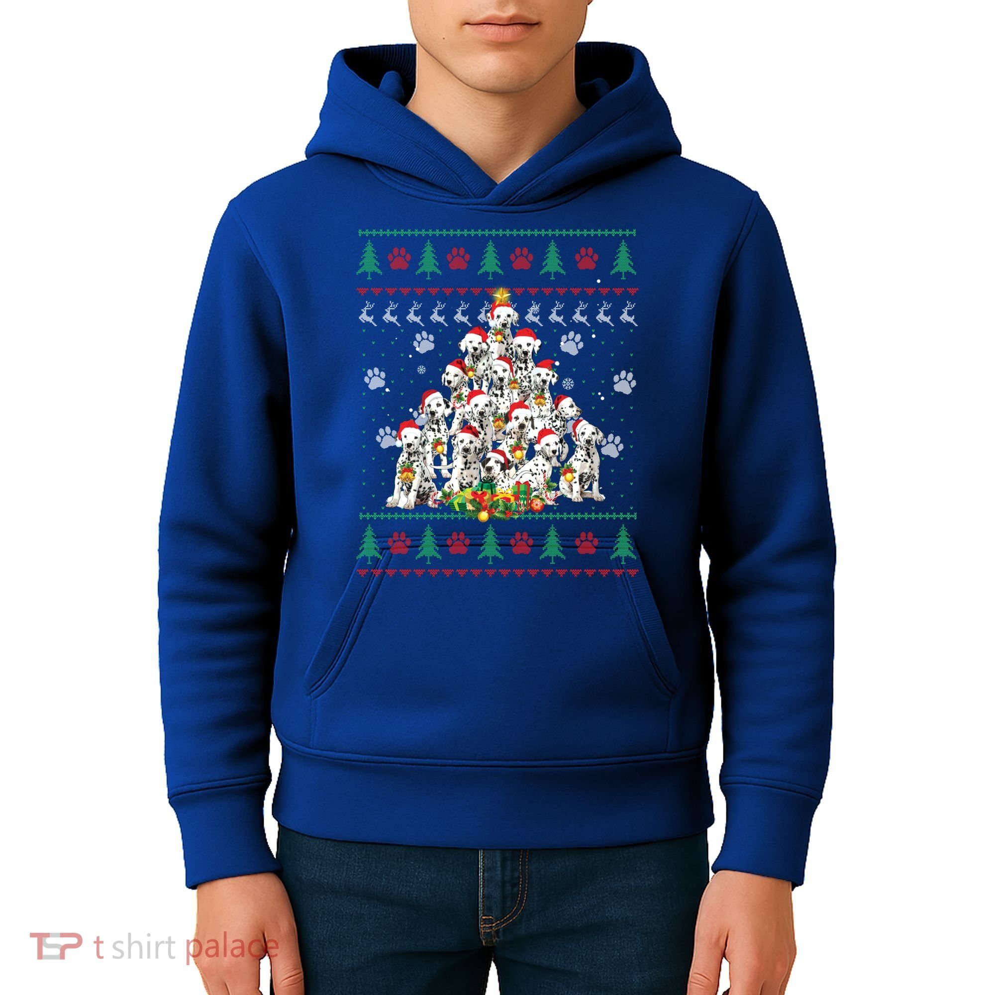 Dalmatian Christmas Dog Lover Gift Ugly Sweater Xmas Tree Gift Kids Hoodie