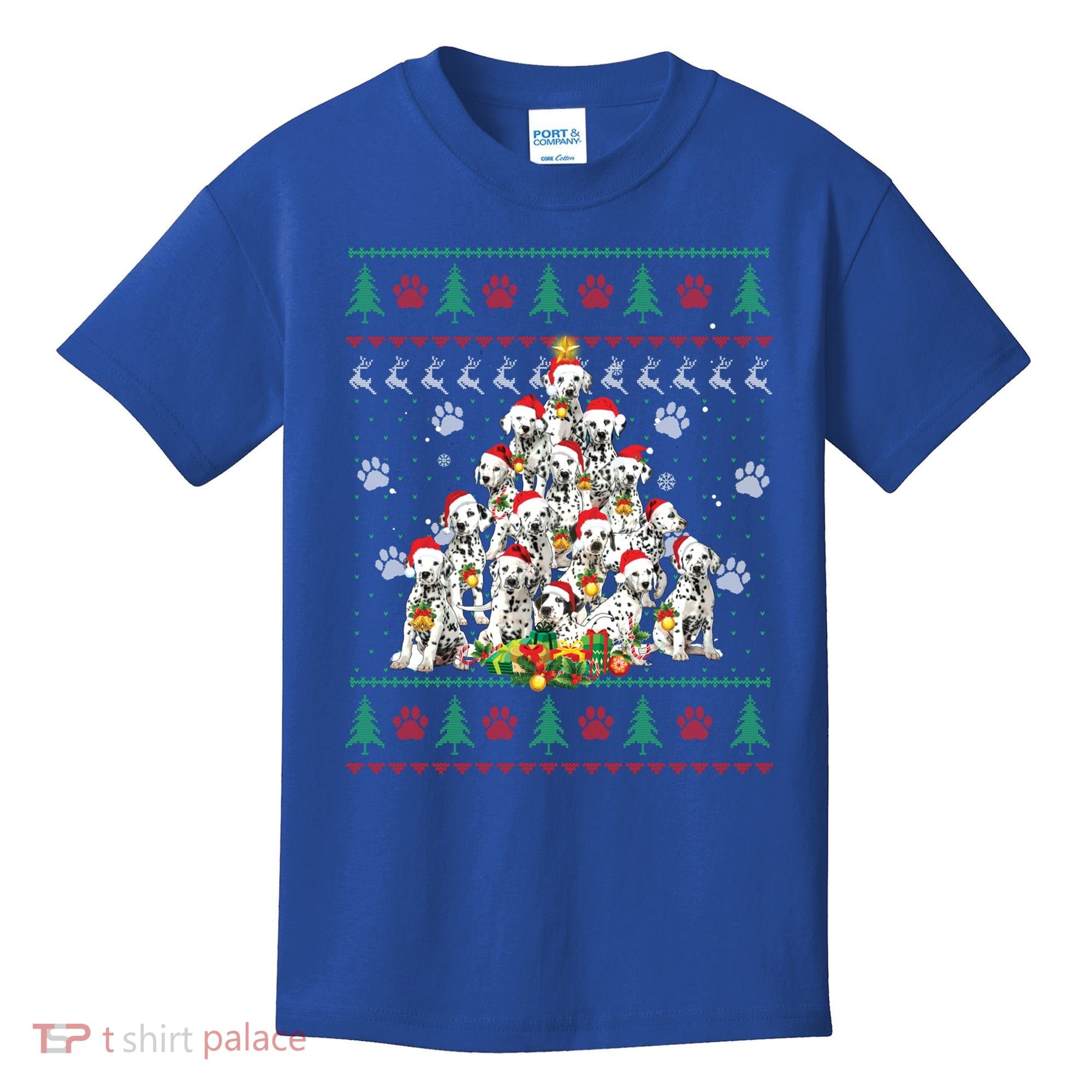 Dalmatian Christmas Dog Lover Gift Ugly Sweater Xmas Tree Gift Kids T-Shirt