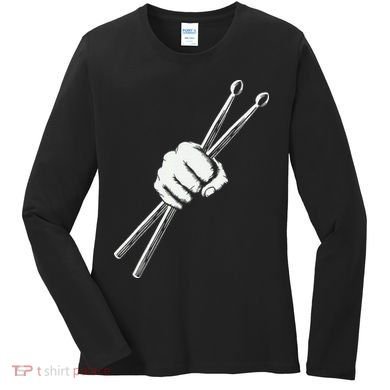 Drumset Cool Drumsticks Drumming Drums Rock Music Women's Long Sleeve Shirt
