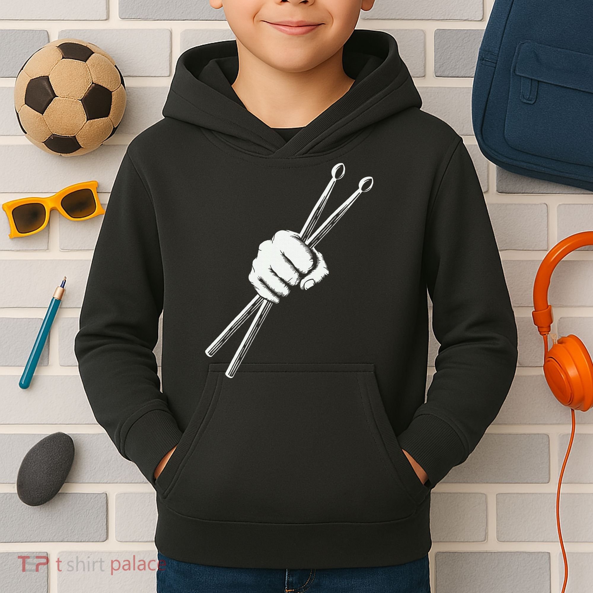 Drumset Cool Drumsticks Drumming Drums Rock Music Kids Hoodie