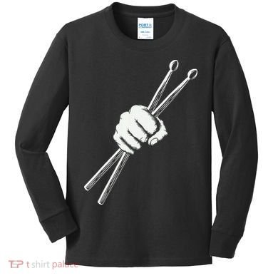 Drumset Cool Drumsticks Drumming Drums Rock Music Kids Long Sleeve Shirt