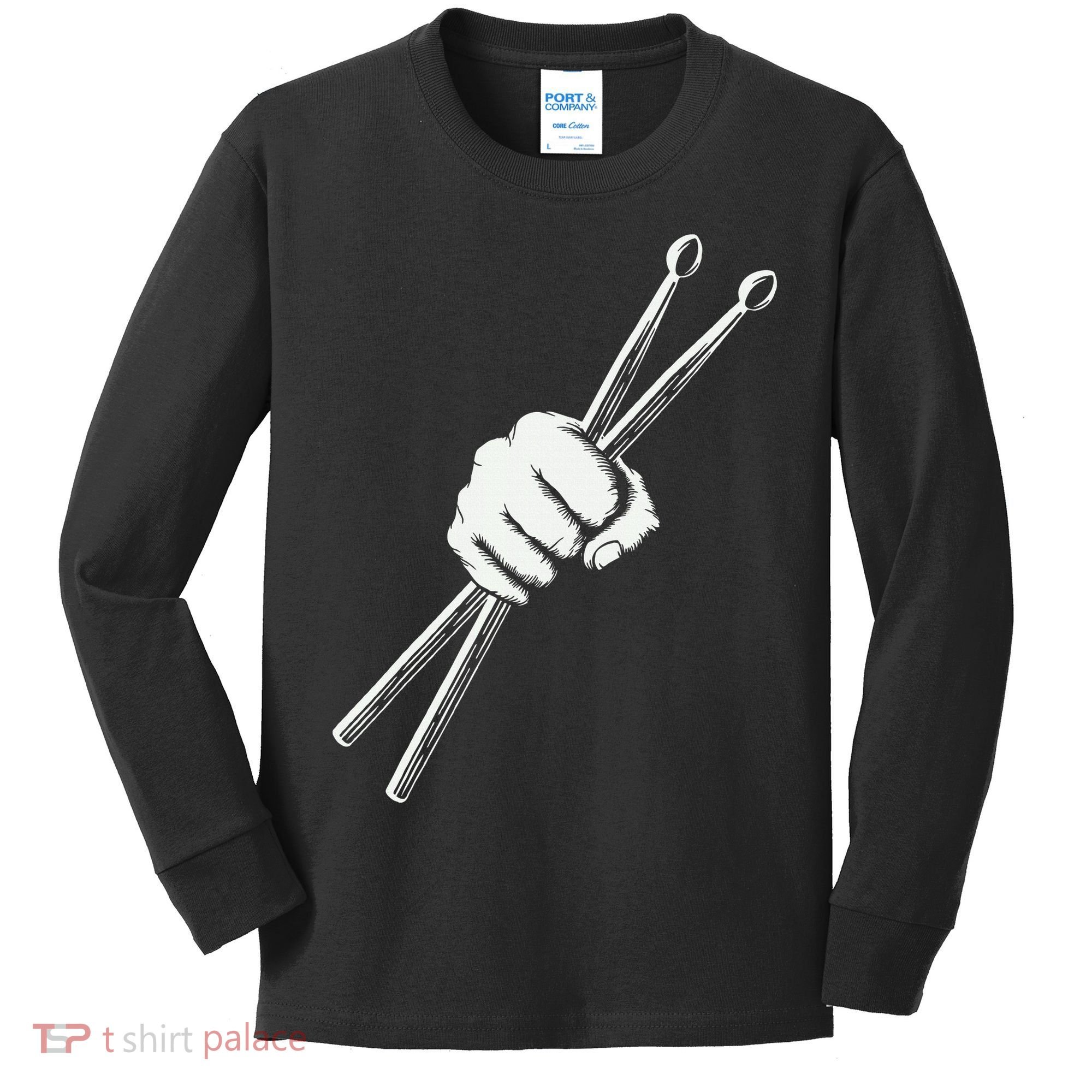 Drumset Cool Drumsticks Drumming Drums Rock Music Kids Long Sleeve Shirt