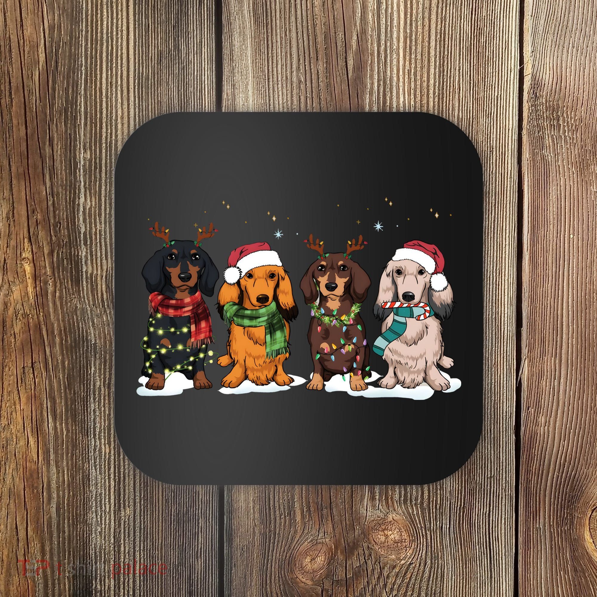 Dachshund Christmas Dog Lover Family Coaster