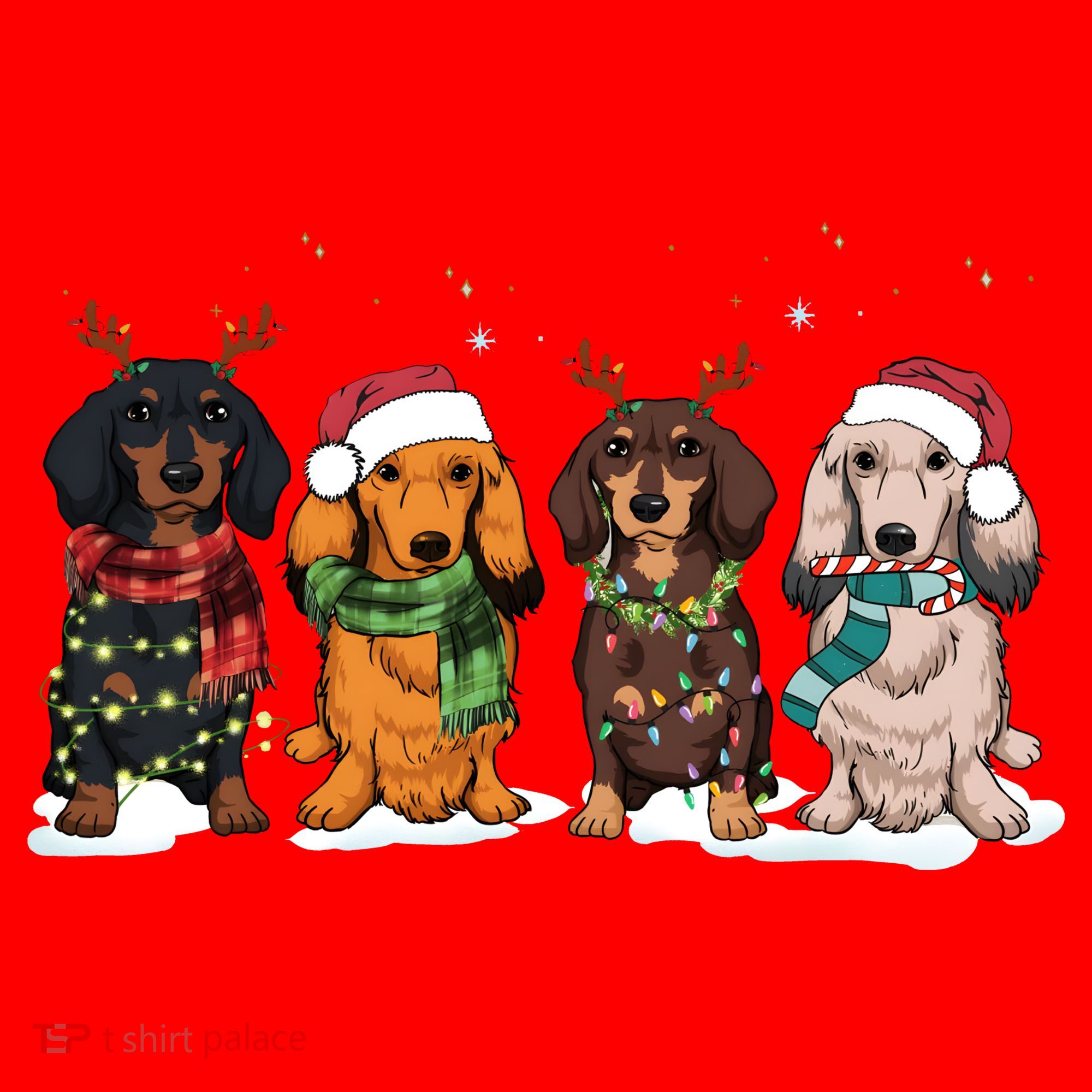 Dachshund Christmas Dog Lover Family Santa Hat