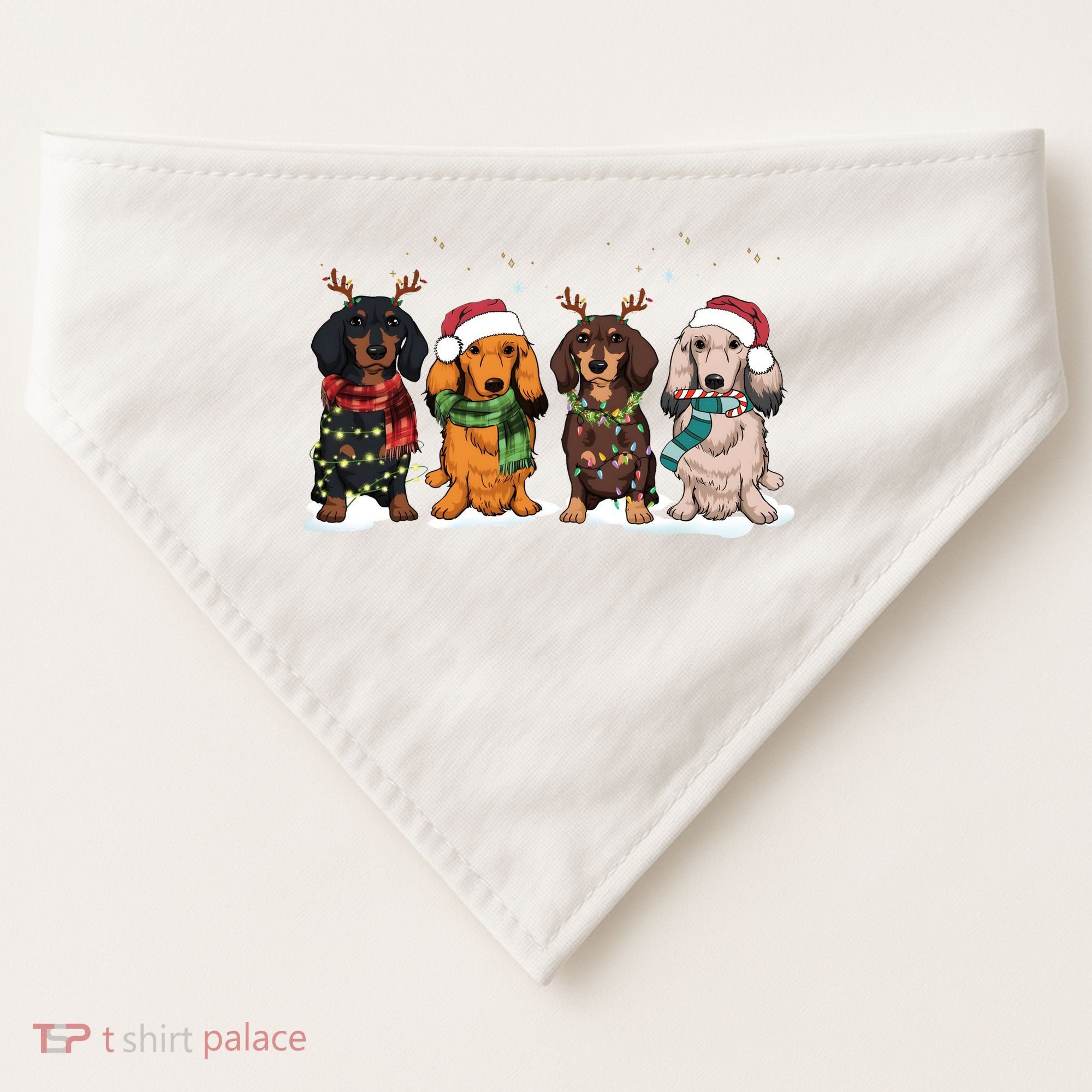 Dachshund Christmas Dog Lover Family USA-Made Doggie Bandana